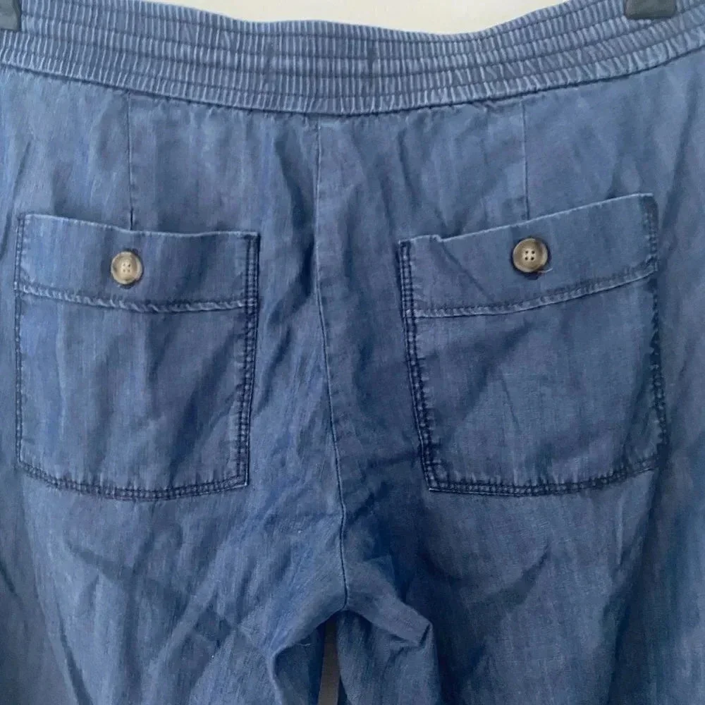 Ann Taylor LOFT Jogger Pants Size 0 Chambray Blue Pull On Lyocell
